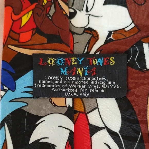Looney Tunes Mania Vintage Silk Tie with ALL Characters 4" Circa 1996 RARE FIND - Picture 4 of 6